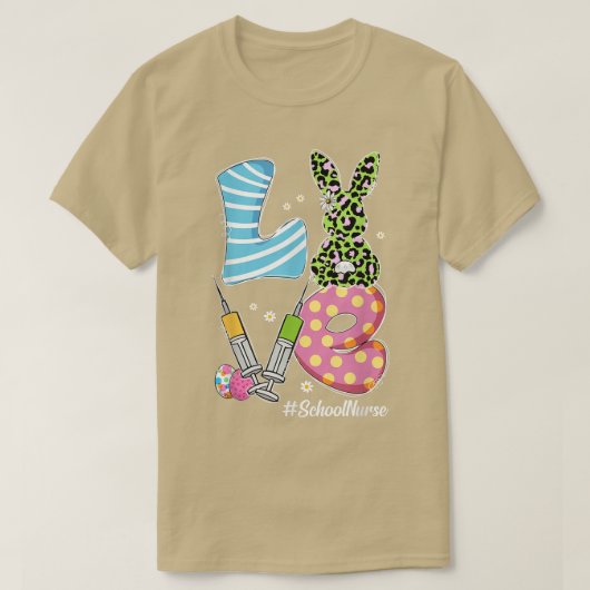 Leopard Bunny LOVE School Zuster Funny Paasdag C T-shirt (Design voorkant)