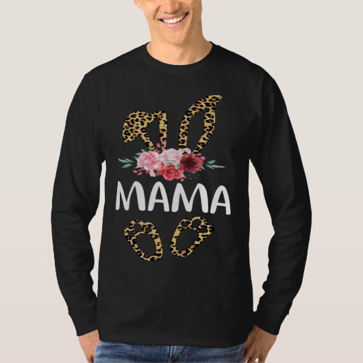 Leopard Bunny Mama Easter Bunny Ears T-shirt (Voorkant)