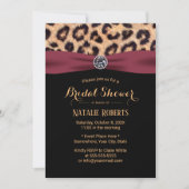 Leopard Burgundy Ribbon Luxury Vrijgezellenfeest Kaart (Voorkant)