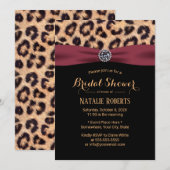 Leopard Burgundy Ribbon Luxury Vrijgezellenfeest Kaart (Voorkant / Achterkant)