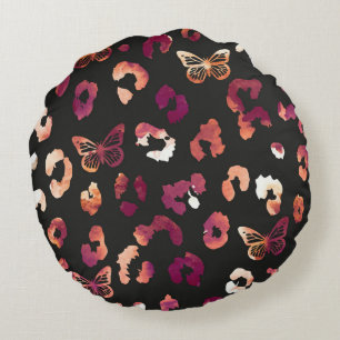 Leopard Butterfly Round Pillow Rond Kussen