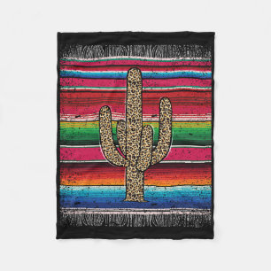 Leopard Cactus Mexican Serape Cinco de Mayo Women Fleece Deken