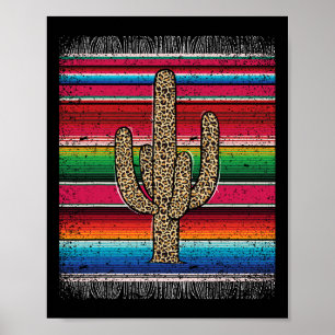 Leopard Cactus Mexican Serape Cinco de Mayo Women Poster