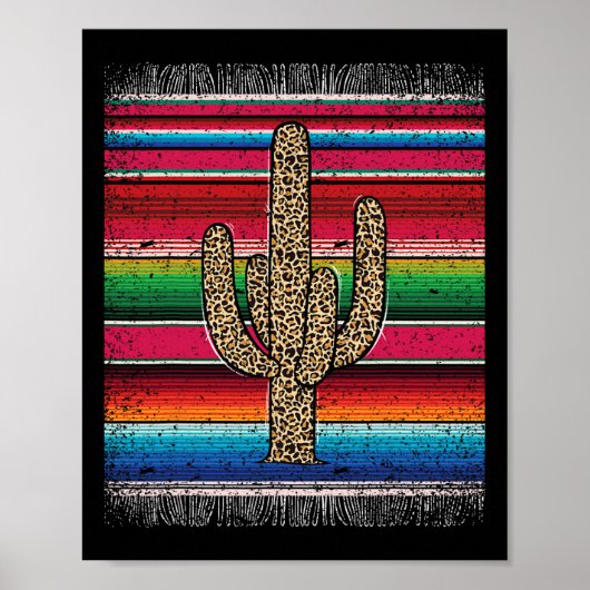 Leopard Cactus Mexican Serape Cinco de Mayo Women Poster (Voorkant)