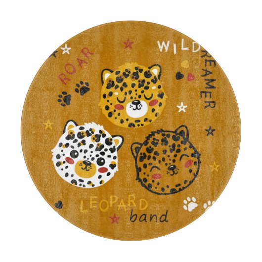Leopard Cat: Schattige T - shirts tekening Snijplank (Voorkant)