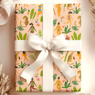 Leopard Cat Tropical Tribal African Oerwoud Patter Cadeaupapier