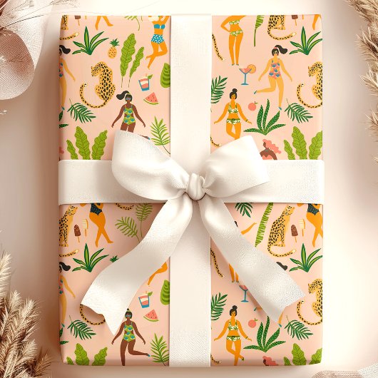 Leopard Cat Tropical Tribal African Oerwoud Patter Cadeaupapier