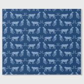 Leopard Catwalk in Blue Indigo Cadeaupapier (Vlak)