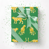 Leopard Catwalk in Green and Yellow Cadeaupapier