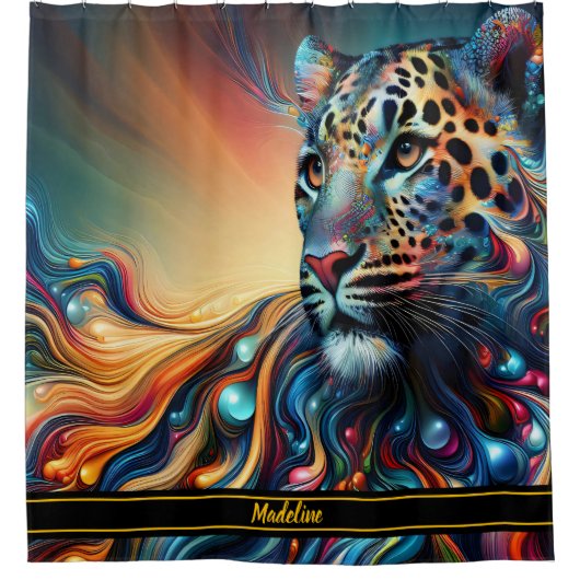 Leopard Charm: Majestic Oerwoud Escape Douchegordijn (Voorkant)