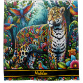 Leopard Charm: Wild Oerwoud Omgeving Douchegordijn (Voorkant)