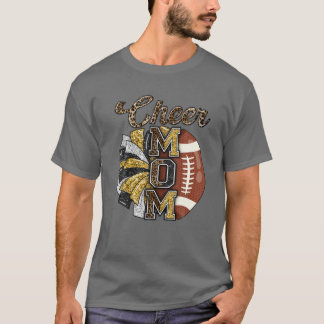 Leopard Cheer Mam en Football Mam Funny Game Day T-shirt