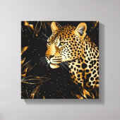 Leopard Cheetah Animal Black Gold  Canvas Afdruk (Voorkant)