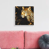 Leopard Cheetah Animal Black Gold  Canvas Afdruk (Insitu (Woonkamer))
