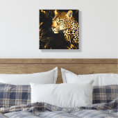 Leopard Cheetah Animal Black Gold  Canvas Afdruk (Insitu (Slaapkamer))