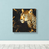 Leopard Cheetah Animal Black Gold  Canvas Afdruk (Insitu (Houten vloer))