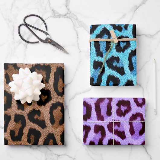 Leopard Cheetah Animal Fur Print Patroon Inpakpapier Vel (Voorkant)