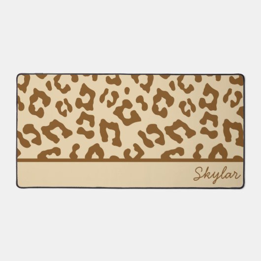 Leopard Cheetah Animal Print Aangepaste Cursieve N Bureaumat (Voorkant)