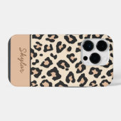 Leopard Cheetah Animal Print Aangepaste Cursieve N iPhone Hoesje (Achterkant horizontaal)