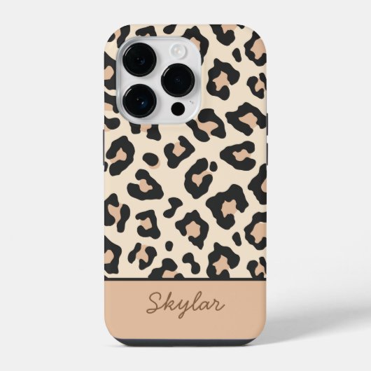 Leopard Cheetah Animal Print Aangepaste Cursieve N iPhone Hoesje (Achterkant)