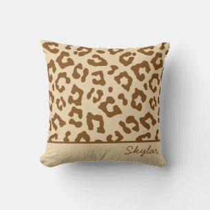 Leopard Cheetah Animal Print Aangepaste Cursieve N Kussen