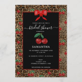 Leopard Cheetah Animal Print Cherry Bridal Shower Kaart (Voorkant)
