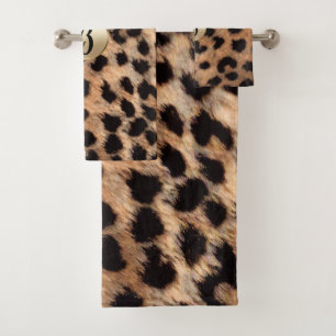 Leopard Cheetah Animal Print Chic Monogram Bad Handdoek