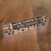 Leopard Cheetah Animal Print Glam Modern Trendy Naambordje (Zijkant)