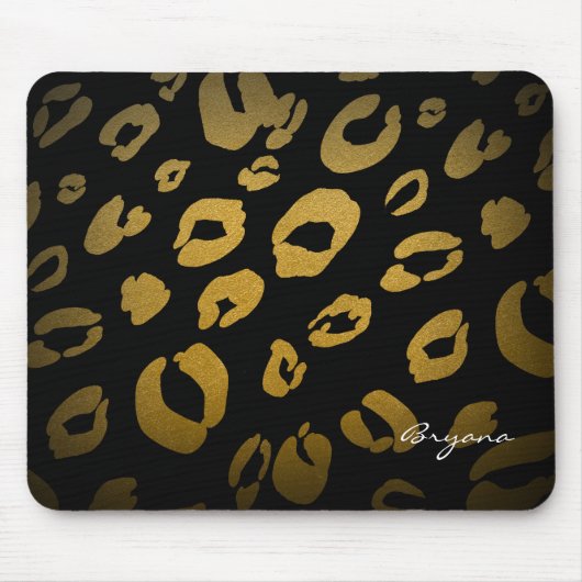 Leopard Cheetah Animal Print Gold Black Muismat (Voorkant)
