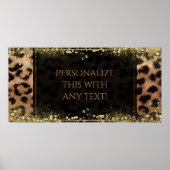 Leopard Cheetah Animal Print Gold Glitter Banner (Voorkant)
