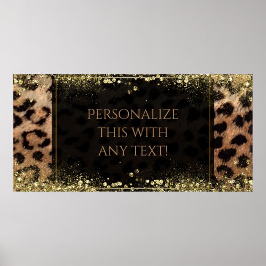 Leopard Cheetah Animal Print Gold Glitter Banner (Voorkant)