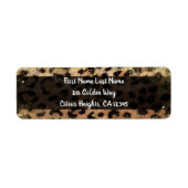 Leopard Cheetah Animal Print Gold Glitter Flecks Etiket (Voorkant)