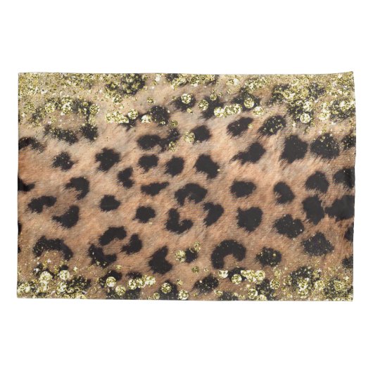 Leopard Cheetah Animal print Gold Glitter Modern Kussensloop (Achterkant)