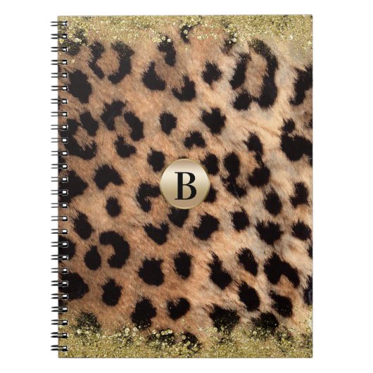 Leopard Cheetah Animal print Gold Glitter Modern Notitieboek (Voorkant)