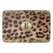 Leopard Cheetah Animal print Gold Glitter Monogram Badmat (Voorkant)