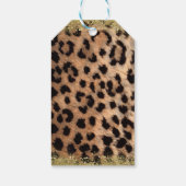 Leopard Cheetah Animal print Gold Glitter Monogram Cadeaulabel (Achterkant)