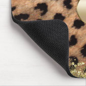 Leopard Cheetah Animal print Gold Glitter Monogram Muismat (Hoek)