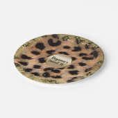 Leopard Cheetah Animal print Gold Glitter Monogram Papieren Bordje (Gekanteld)