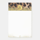 Leopard Cheetah Animal print Gold Glitter Monogram Post-it® Notes (Voorkant)
