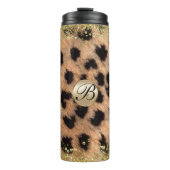 Leopard Cheetah Animal print Gold Glitter Monogram Thermosbeker (Voorkant)