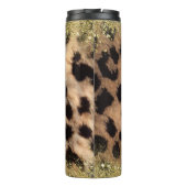 Leopard Cheetah Animal print Gold Glitter Monogram Thermosbeker (Achterkant)