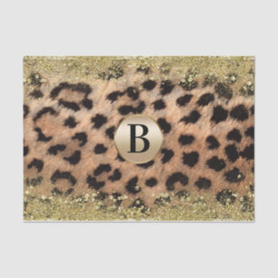 Leopard Cheetah Animal print Gold Glitter Monogram Tissuepapier