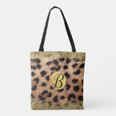 Leopard Cheetah Animal print Gold Glitter Monogram Tote Bag (Achterkant)