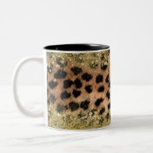 Leopard Cheetah Animal print Gold Glitter Monogram Tweekleurige Koffiemok (Links)