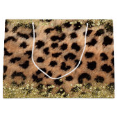 Leopard Cheetah Animal Print Gouden Glitter Trendy Large Cadeautasje (Voorkant)