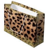Leopard Cheetah Animal Print Gouden Glitter Trendy Large Cadeautasje (Voorkant Gekanteld)