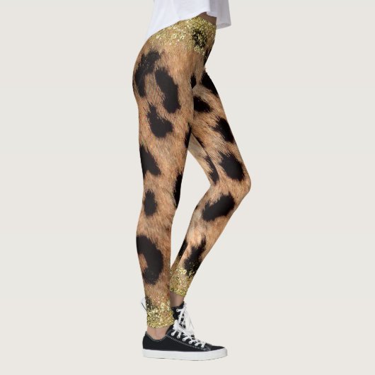 Leopard Cheetah Animal Print Gouden Glitter Trendy Leggings (Rechts)