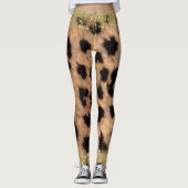 Leopard Cheetah Animal Print Gouden Glitter Trendy Leggings (Voorkant)