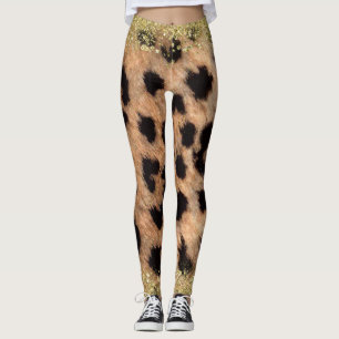Leopard Cheetah Animal Print Gouden Glitter Trendy Leggings