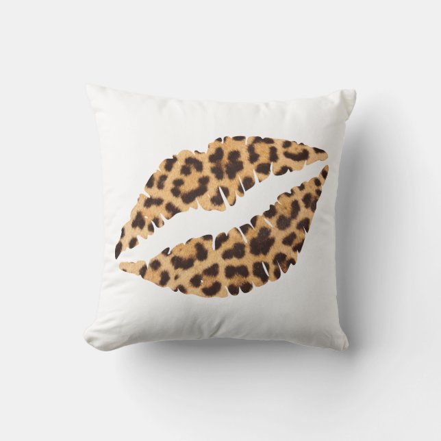 Leopard Cheetah Animal Print Mouth Lips Kussen (Voorkant)